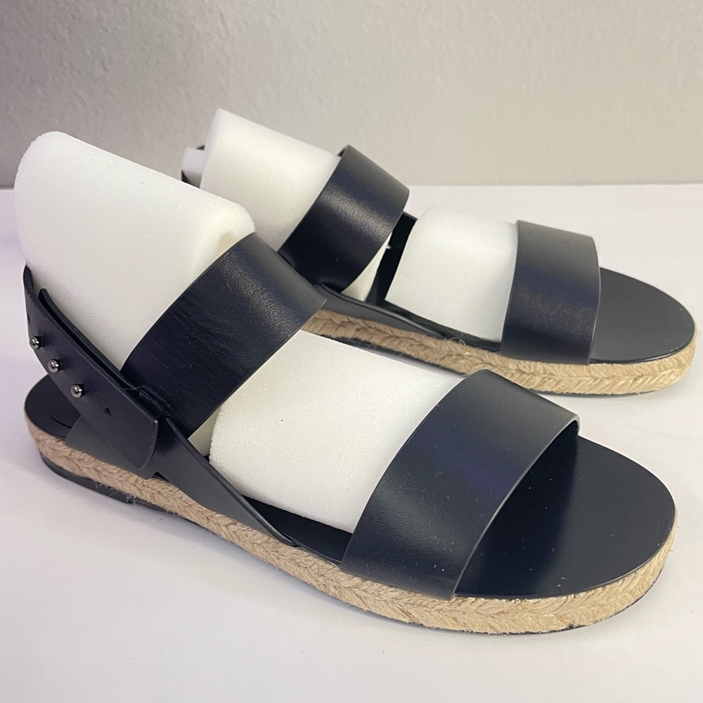 Jenni Kayne Black Leather Sunday Espadrille Sandal NWOB Size EU38
